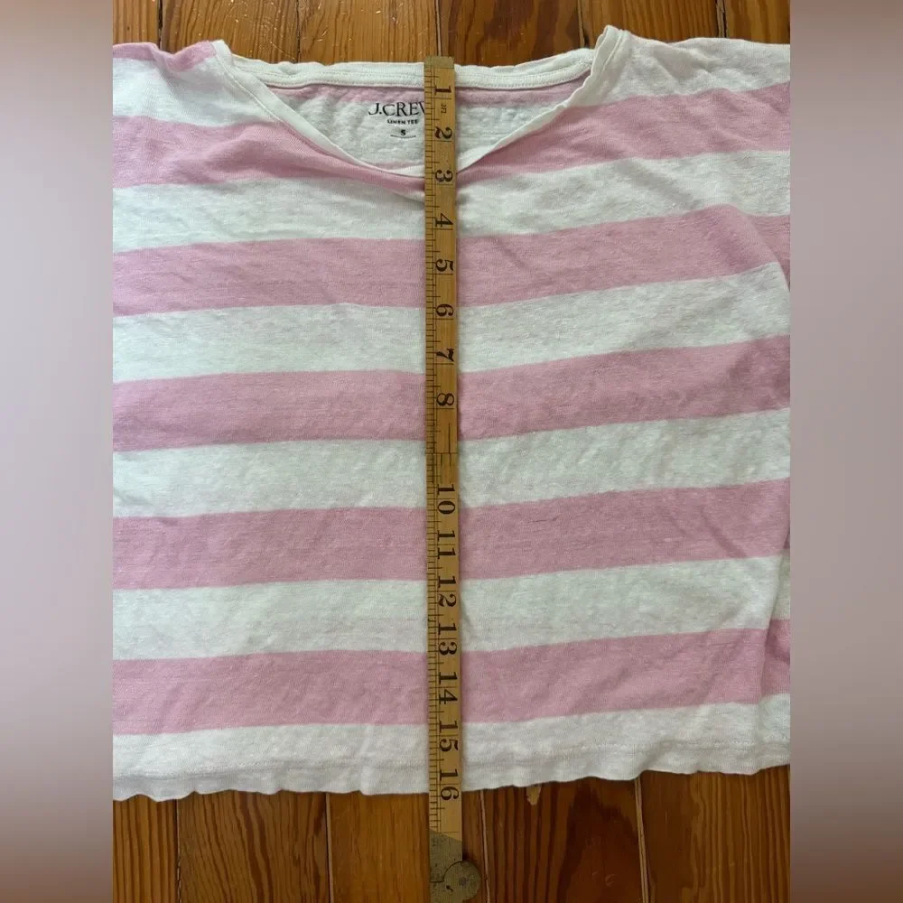 J Crew Pink Striped Linen T-shirt